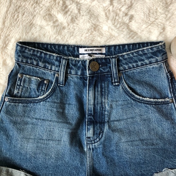 One Teaspoon High Waisted Bandits Denim Shorts - Picture 10 of 12